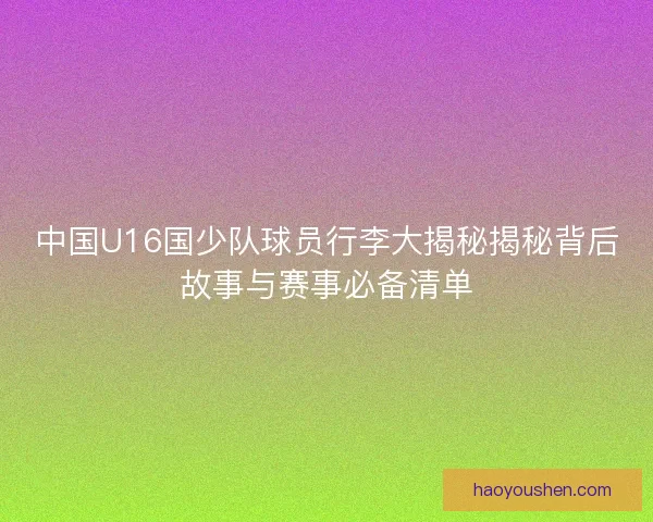 中国U16国少队球员行李大揭秘揭秘背后故事与赛事必备清单
