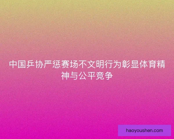 中国乒协严惩赛场不文明行为彰显体育精神与公平竞争