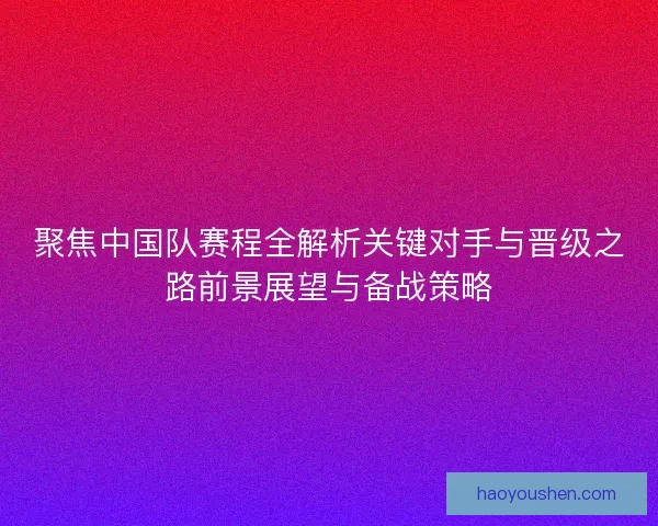 聚焦中国队赛程全解析关键对手与晋级之路前景展望与备战策略